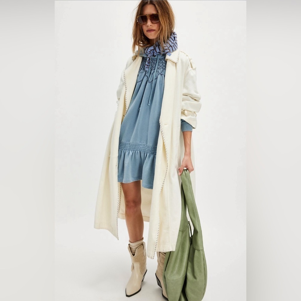 NWT Free People Marty Smocked Mini Dress Sz L